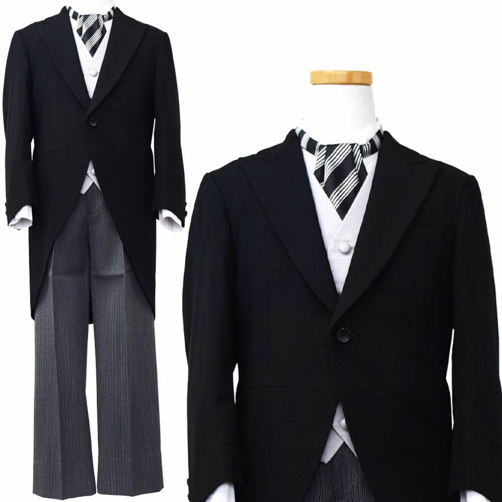 発表会やコンクールにぴったりのブラックカラーの子供用フォーマル衣装。シンプルで美しいシルエットが魅力のAngel's Closetのキッズフォーマル レンタル商品（【レンタル】モーニング（シルバーベスト）(CHM101)ブラック）｜画像2