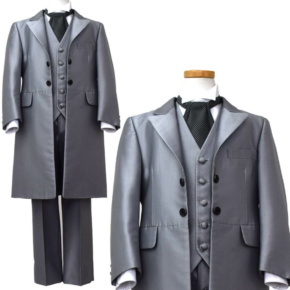 発表会やコンクールにぴったりのカラーの子供用フォーマル衣装。シンプルで美しいシルエットが魅力のAngel's Closetのキッズフォーマル レンタル商品（【レンタル】シルバーフロックコート(CHM202)シルバー）｜画像2