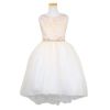 ピアノ発表会や結婚式にぴったりのカラーの女の子用キッズドレス。シンプルで美しいシルエットが魅力のAngel's Closetの子供ドレス レンタル商品（【レンタル】ジャガード＆クリスタルチュールハイ＆ロー子供ドレス(SK805)アイボリー）｜画像2