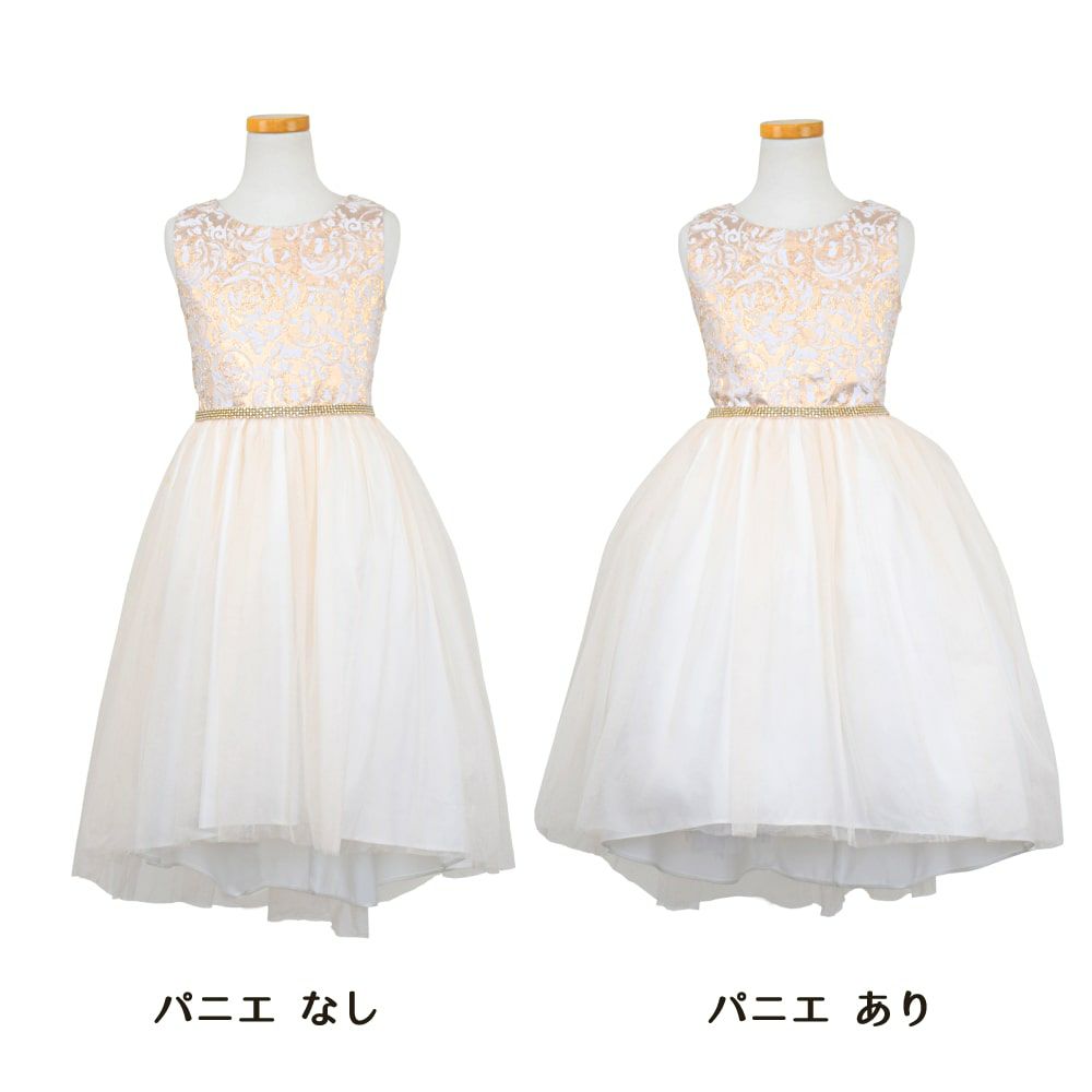 ピアノ発表会や結婚式にぴったりのカラーの女の子用キッズドレス。シンプルで美しいシルエットが魅力のAngel's Closetの子供ドレス レンタル商品（【レンタル】ジャガード＆クリスタルチュールハイ＆ロー子供ドレス(SK805)アイボリー）｜画像6