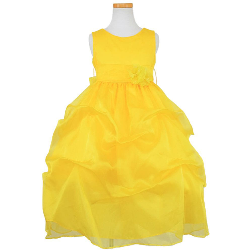 ピアノ発表会や結婚式にぴったりのカラーの女の子用キッズドレス。シンプルで美しいシルエットが魅力のAngel's Closetの子供ドレス レンタル商品（【レンタル】イエローオーガンジーバブル子供ドレス(CCD513)イエロー）｜画像2