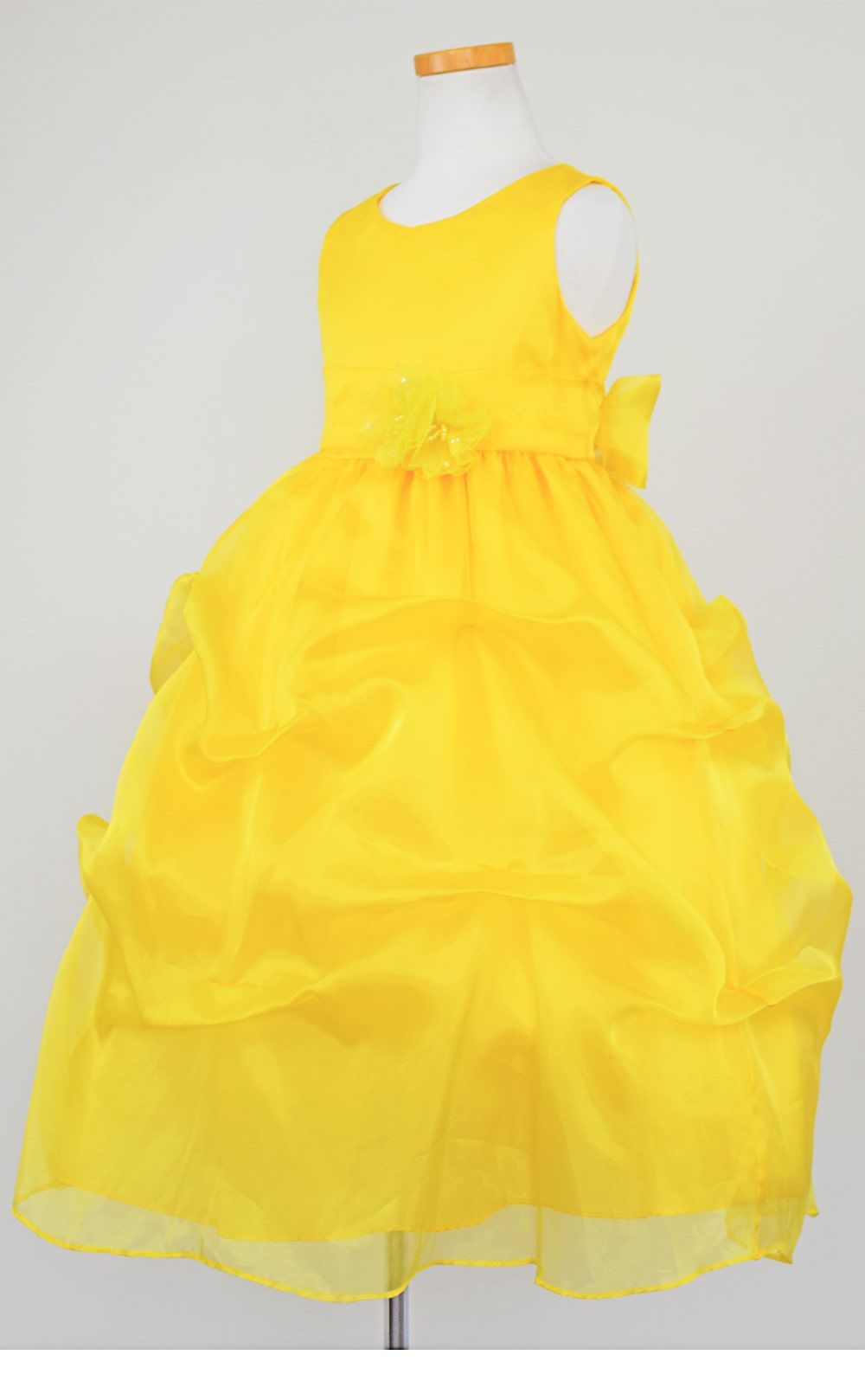 ピアノ発表会や結婚式にぴったりのカラーの女の子用キッズドレス。シンプルで美しいシルエットが魅力のAngel's Closetの子供ドレス レンタル商品（【レンタル】イエローオーガンジーバブル子供ドレス(CCD513)イエロー）｜画像4