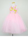 ピアノ発表会や結婚式にぴったりのピンクカラーの女の子用キッズドレス。シンプルで美しいシルエットが魅力のAngel's Closetの子供ドレス レンタル商品（【レンタル】フラワーモチーフチュールリボン子供ドレス(CCD752)ピンク）｜画像4