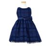 ピアノ発表会や結婚式にぴったりのネイビーカラーの女の子用キッズドレス。シンプルで美しいシルエットが魅力のAngel's Closetの子供ドレス レンタル商品（【レンタル】フロックドグリッター格子柄メッシュ＆サテン子供ドレス(SK714)ネイビー）｜画像2