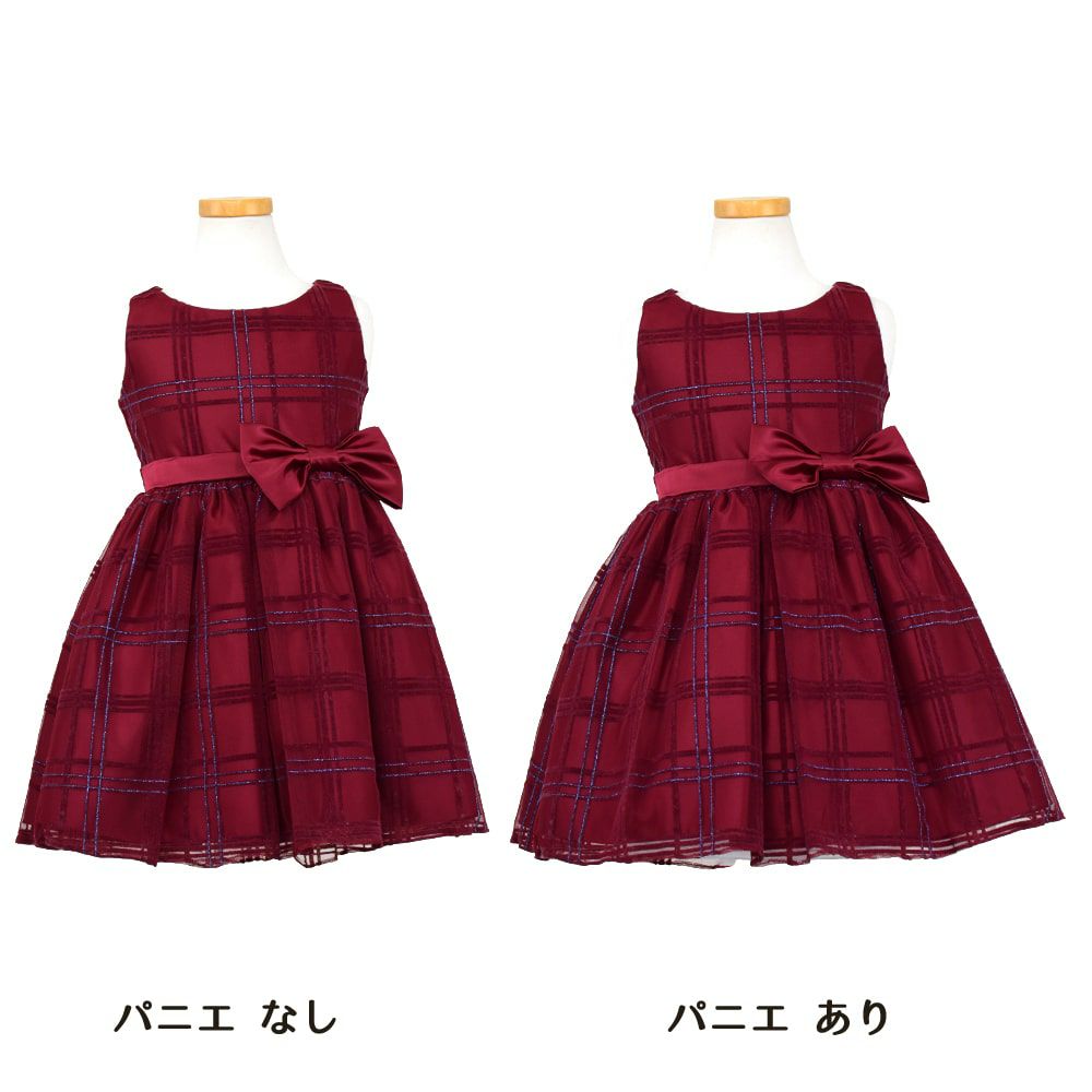 ピアノ発表会や結婚式にぴったりのカラーの女の子用キッズドレス。シンプルで美しいシルエットが魅力のAngel's Closetの子供ドレス レンタル商品（【レンタル】フロックドグリッター格子柄メッシュ＆サテン子供ドレス(SK714)バーガンディー）｜画像6