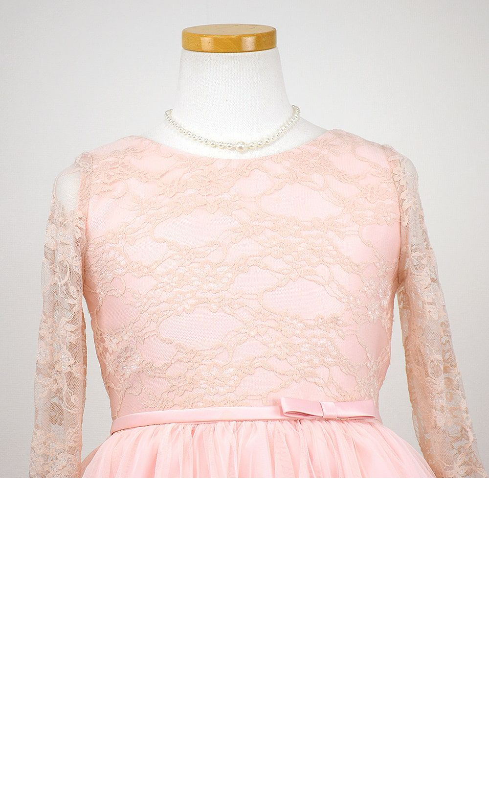 ピアノ発表会や結婚式にぴったりのピンクカラーの女の子用キッズドレス。シンプルで美しいシルエットが魅力のAngel's Closetの子供ドレス レンタル商品（【レンタル】レーススリーブチュールスカート子供ドレス(SK599)ピンク）｜画像7