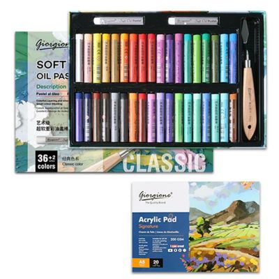 油絵のような絵が気軽に描ける ソフトオイルパステル 36カラー ペイントコテ＆パステル専用紙付き
