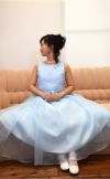 ピアノ発表会や結婚式にぴったりのカラーの女の子用キッズドレス。シンプルで美しいシルエットが魅力のAngel's Closetの子供ドレス レンタル商品（【レンタル】エレガントフラワーパターンレース&オーガンジーロングドレス(JK3580)ラベンダー）｜画像12