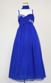 ピアノ発表会や結婚式にぴったりのブルーカラーの女の子用キッズドレス。シンプルで美しいシルエットが魅力のAngel's Closetの子供ドレス レンタル商品（【レンタル】ジュエルストーン＆クリスクロスストラップシフォンドレス(JK3556)ロイヤルブルー）｜画像3