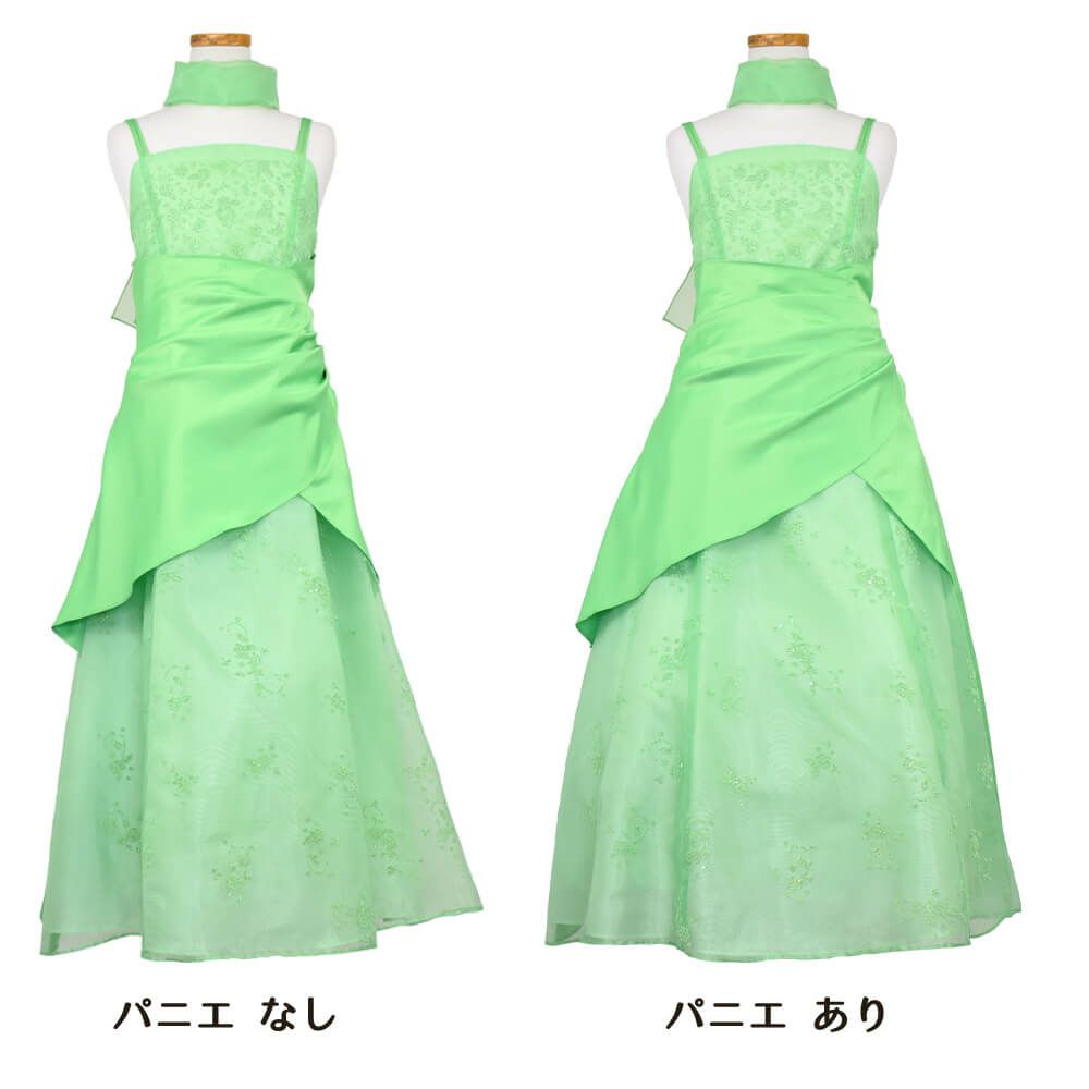 ピアノ発表会や結婚式にぴったりのカラーの女の子用キッズドレス。シンプルで美しいシルエットが魅力のAngel's Closetの子供ドレス レンタル商品（【レンタル】ギャザーアクロスウェストサテン＆フローラルオーガンジードレス(HC1232)クローバー）｜画像7