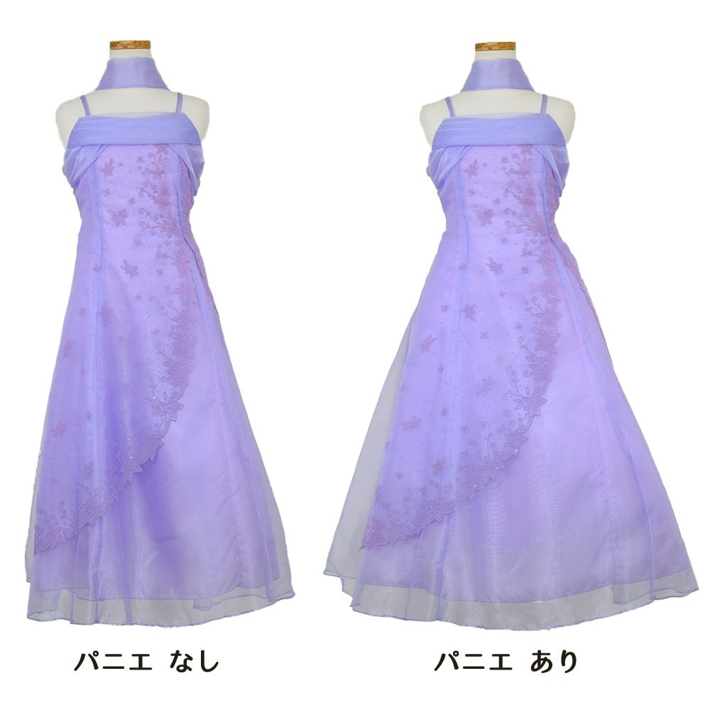 ピアノ発表会や結婚式にぴったりのライラックカラーの女の子用キッズドレス。シンプルで美しいシルエットが魅力のAngel's Closetの子供ドレス レンタル商品（【レンタル】キャビアビーズ＆イリュージョンオーガンジーロングドレス(HC1215)ライラック）｜画像6