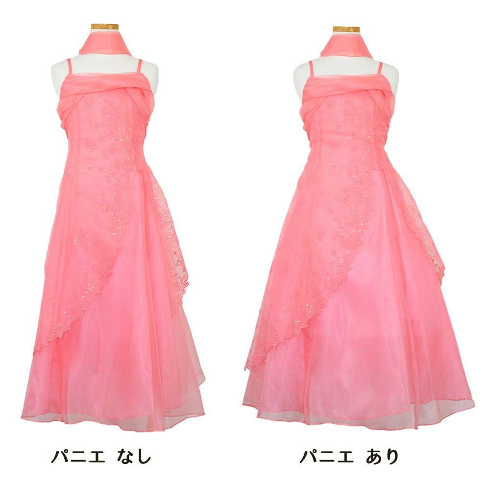 ピアノ発表会や結婚式にぴったりのカラーの女の子用キッズドレス。シンプルで美しいシルエットが魅力のAngel's Closetの子供ドレス レンタル商品（【レンタル】キャビアビーズ＆イリュージョンオーガンジーロングドレス(HC1215)コーラル）｜画像6