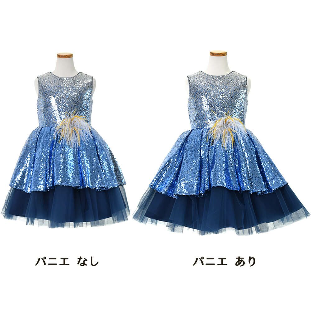 ピアノ発表会や結婚式にぴったりのブルーカラーの女の子用キッズドレス。シンプルで美しいシルエットが魅力のAngel's Closetの子供ドレス レンタル商品（【レンタル】ハイ＆ローブルーオーシャンスパンコールドレス(YP193)オーシャンブルー）｜画像6