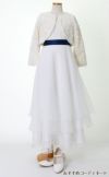 ピアノ発表会や結婚式にぴったりのネイビーカラーの女の子用キッズドレス。シンプルで美しいシルエットが魅力のAngel's Closetの子供ドレス レンタル商品（【レンタル】ネイビーリボン＆ティアードホワイトオーガンジーロングドレス(YP194)ホワイト）｜画像11