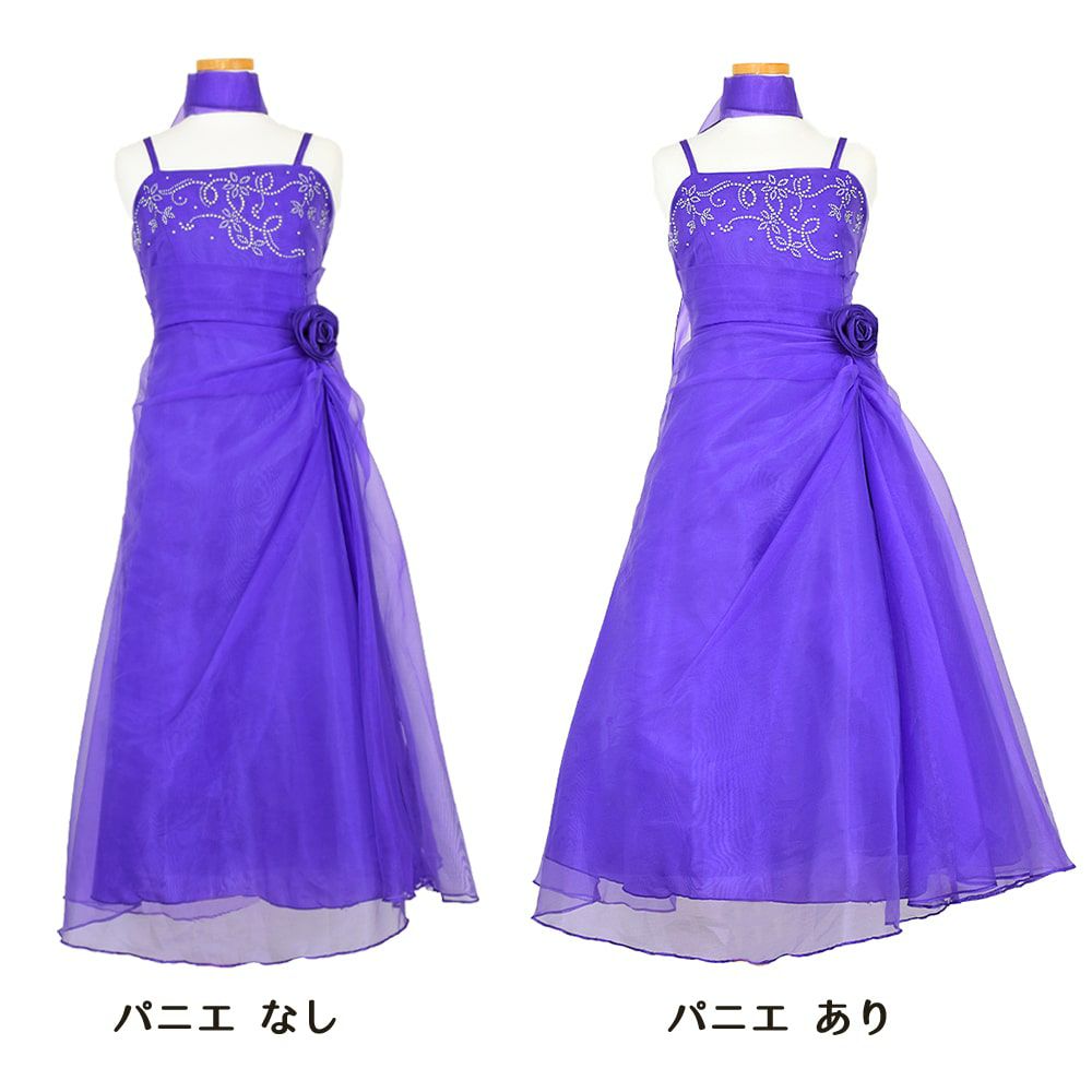 ピアノ発表会や結婚式にぴったりのカラーの女の子用キッズドレス。シンプルで美しいシルエットが魅力のAngel's Closetの子供ドレス レンタル商品（【レンタル】ビーズ＆オーガンジーAラインドレス(HC801)パープル）｜画像6