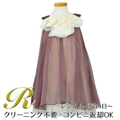 【レンタル】シフォンフラワーAラインドレス(KD284)チョコ