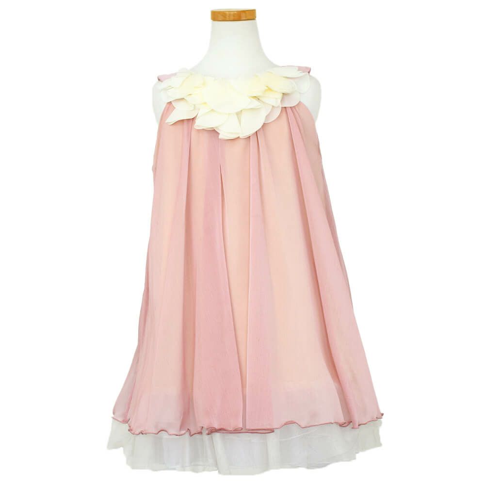 ピアノ発表会や結婚式にぴったりのカラーの女の子用キッズドレス。シンプルで美しいシルエットが魅力のAngel's Closetの子供ドレス レンタル商品（【レンタル】シフォンフラワーAラインドレス(KD284)ダスティローズ）｜画像2