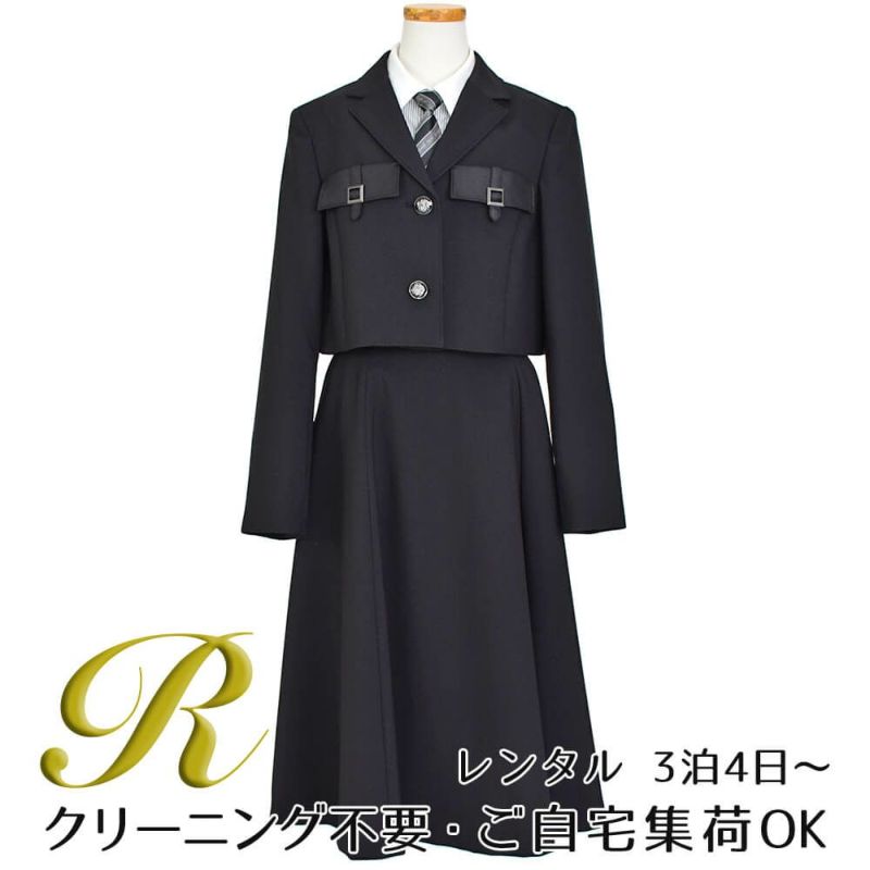 特別な日にぴったりのブラックカラーの男の子用フォーマルスーツ。シンプルで美しいシルエットが魅力のAngel's Closetの子供フォーマル レンタル商品（【レンタル】ショートジャケットハイウエストスカートスーツ5点セット(CAT422504)ブラック）｜画像1