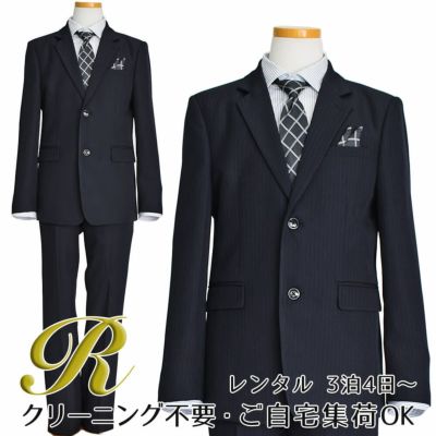 【4月専用】【レンタル】2つ釦ストライプスーツ5点セット(CAT545610)ブラック