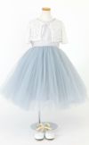 ピアノ発表会や結婚式にぴったりのブルーカラーの女の子用キッズドレス。シンプルで美しいシルエットが魅力のAngel's Closetの子供ドレス レンタル商品（【レンタル】サテン＆ボリュームチュールドレス(YP218)ブルー）｜画像9