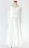 ピアノ発表会や結婚式にぴったりのホワイトカラーの女の子用キッズドレス。シンプルで美しいシルエットが魅力のAngel's Closetの子供ドレス レンタル商品（【レンタル】フラッタースリーブ総レースロングドレス(YP219)ホワイト）｜画像2