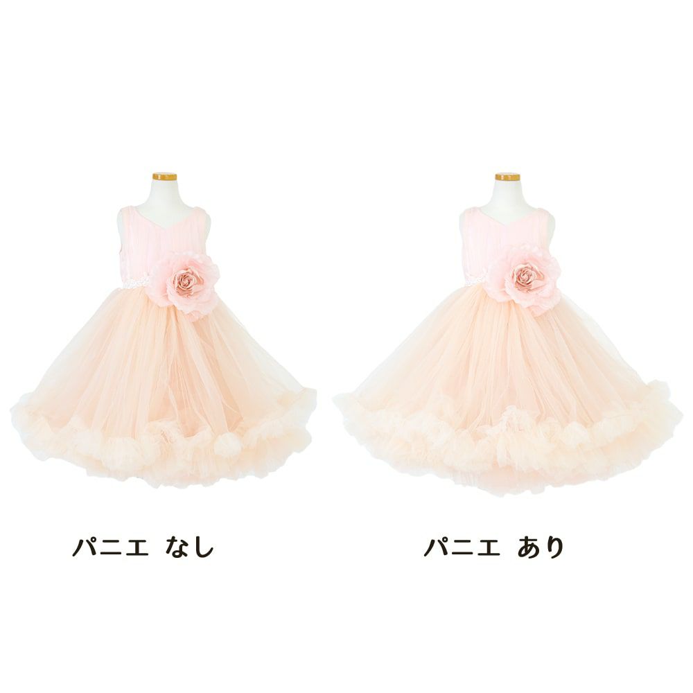 ピアノ発表会や結婚式にぴったりのピンクカラーの女の子用キッズドレス。シンプルで美しいシルエットが魅力のAngel's Closetの子供ドレス レンタル商品（【レンタル】ティアードチュール＆ラージローズドレス(YP220)ピンク）｜画像6