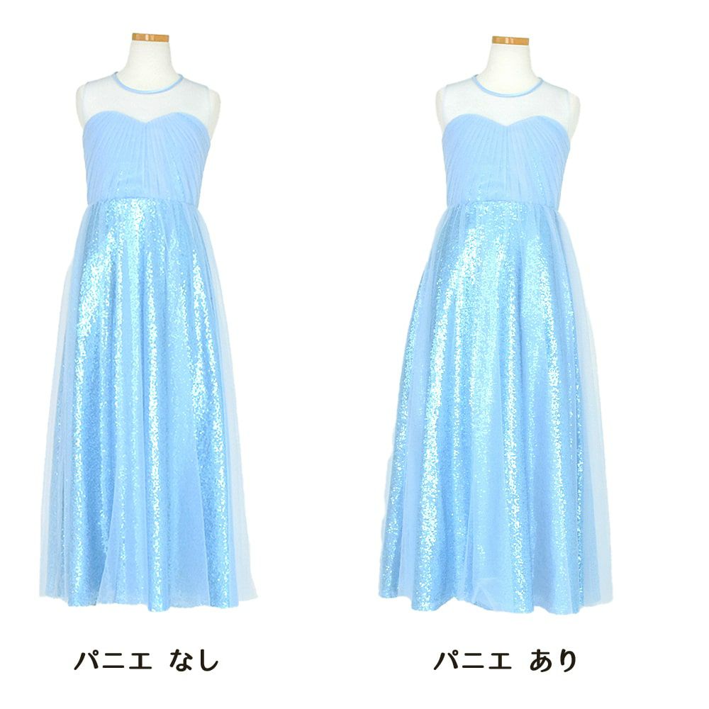 ピアノ発表会や結婚式にぴったりのブルーカラーの女の子用キッズドレス。シンプルで美しいシルエットが魅力のAngel's Closetの子供ドレス レンタル商品（【レンタル】ビスチェ風スパンコール＆チュールロングドレス（YP221） ベビーブルー）｜画像6