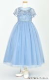 ピアノ発表会や結婚式にぴったりのブルーカラーの女の子用キッズドレス。シンプルで美しいシルエットが魅力のAngel's Closetの子供ドレス レンタル商品（【レンタル】フラワーレースケープ＆チュールドレス（YP222） ブルーグレー）｜画像8