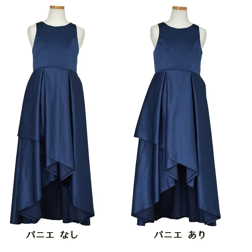 ピアノ発表会や結婚式にぴったりのネイビーカラーの女の子用キッズドレス。シンプルで美しいシルエットが魅力のAngel's Closetの子供ドレス レンタル商品（【レンタル】ハイ＆ローカスケードサテンロングドレス（YP223） ネイビー）｜画像6