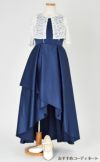 ピアノ発表会や結婚式にぴったりのネイビーカラーの女の子用キッズドレス。シンプルで美しいシルエットが魅力のAngel's Closetの子供ドレス レンタル商品（【レンタル】ハイ＆ローカスケードサテンロングドレス（YP223） ネイビー）｜画像9