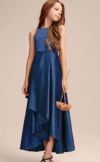 ピアノ発表会や結婚式にぴったりのネイビーカラーの女の子用キッズドレス。シンプルで美しいシルエットが魅力のAngel's Closetの子供ドレス レンタル商品（【レンタル】ハイ＆ローカスケードサテンロングドレス（YP223） ネイビー）｜画像14
