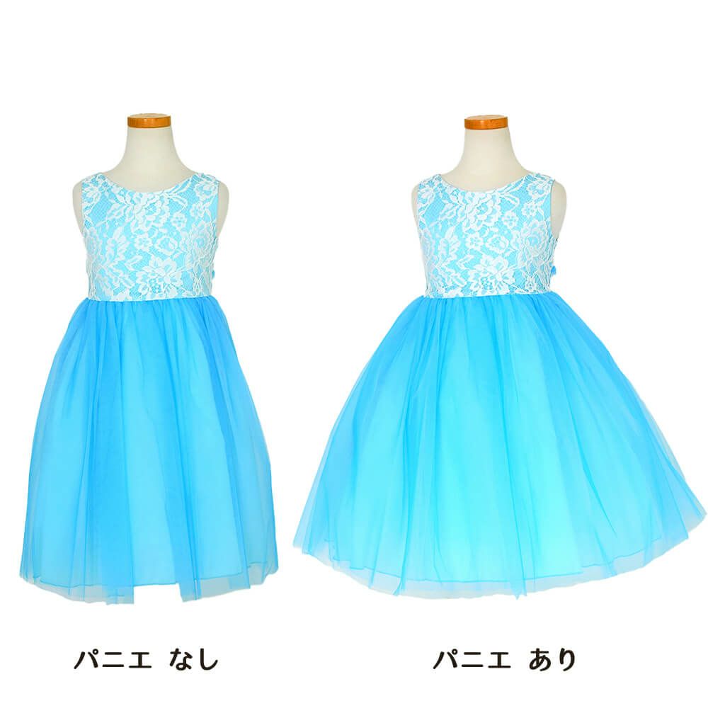 ピアノ発表会や結婚式にぴったりのカラーの女の子用キッズドレス。シンプルで美しいシルエットが魅力のAngel's Closetの子供ドレス レンタル商品（【レンタル】レース＆４レイヤーイリュージョンチュールドレス（KD414） アクア）｜画像6