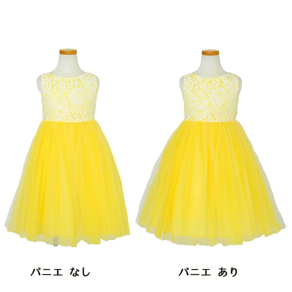 ピアノ発表会や結婚式にぴったりのカラーの女の子用キッズドレス。シンプルで美しいシルエットが魅力のAngel's Closetの子供ドレス レンタル商品（【レンタル】レース＆４レイヤーイリュージョンチュールドレス（KD414） イエロー）｜画像6