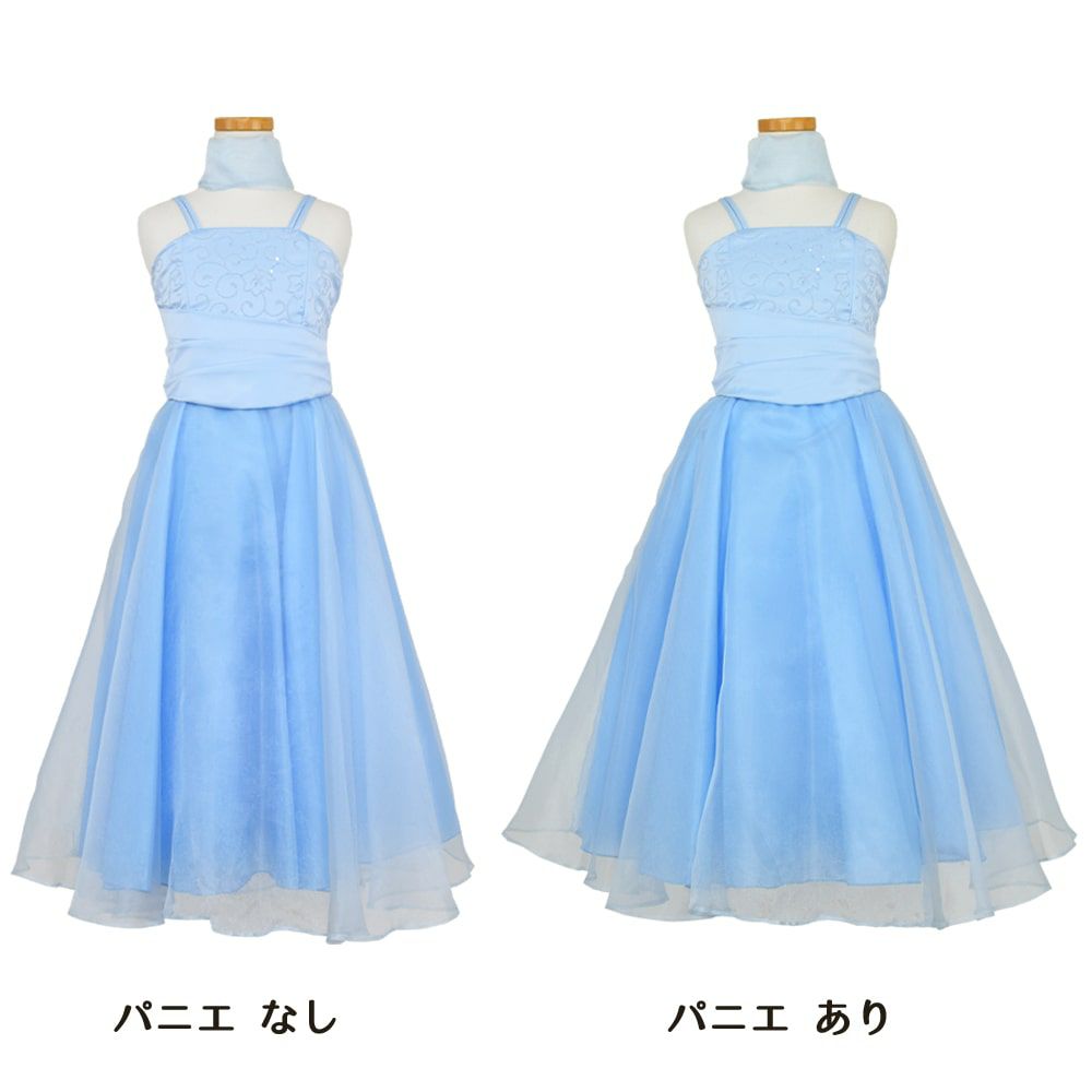ピアノ発表会や結婚式にぴったりのブルーカラーの女の子用キッズドレス。シンプルで美しいシルエットが魅力のAngel's Closetの子供ドレス レンタル商品（【レンタル】キャビアビーズ＆ダイアゴナルボディオーガンジースカートドレス（HC1568）ベビーブルー）｜画像6