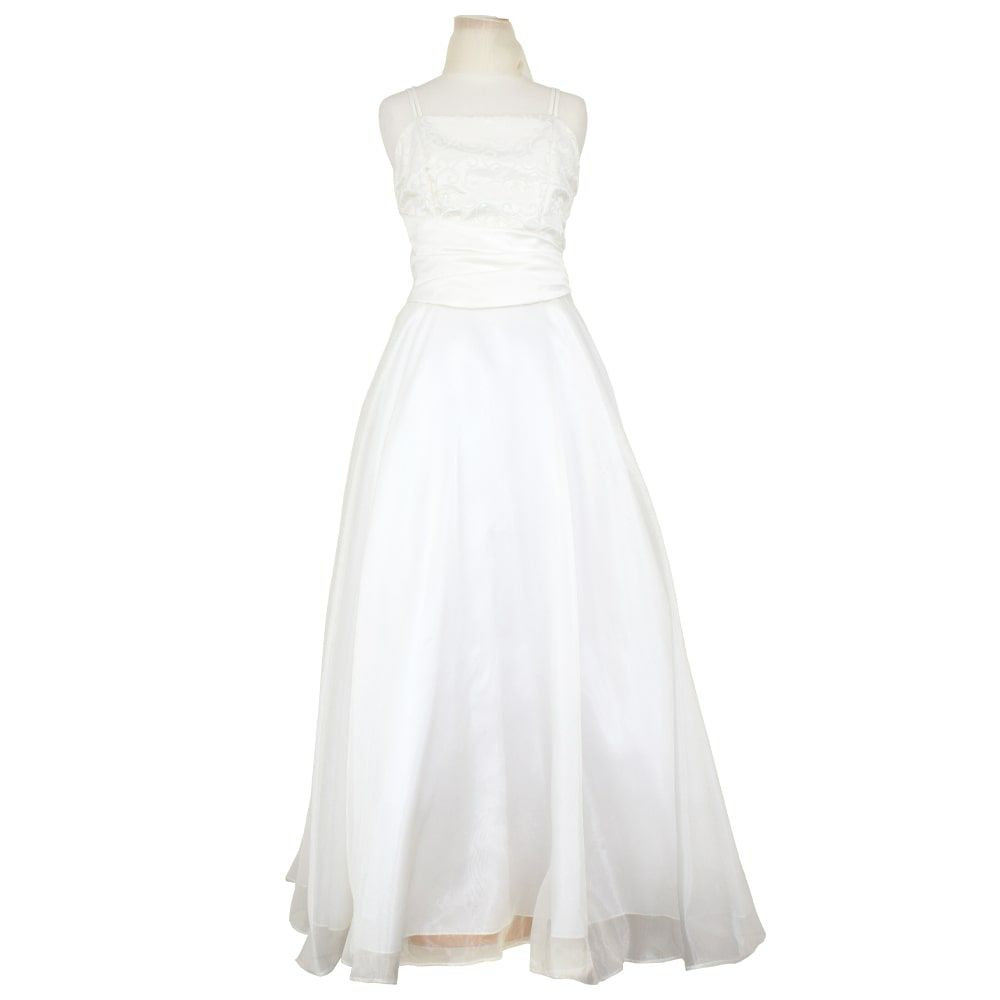 ピアノ発表会や結婚式にぴったりのカラーの女の子用キッズドレス。シンプルで美しいシルエットが魅力のAngel's Closetの子供ドレス レンタル商品（【レンタル】キャビアビーズ＆ダイアゴナルボディオーガンジースカートドレス（HC1568）アイボリー）｜画像2