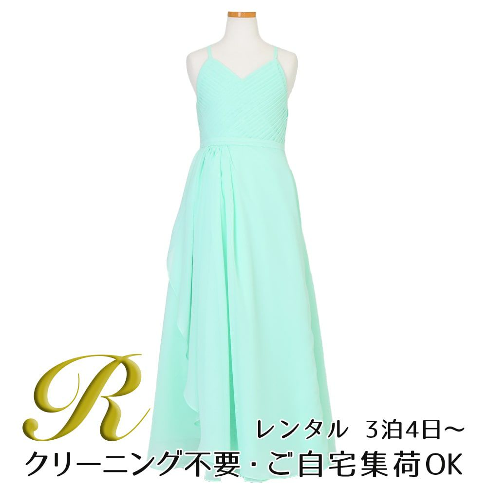 ピアノ発表会や結婚式にぴったりのカラーの女の子用キッズドレス。シンプルで美しいシルエットが魅力のAngel's Closetの子供ドレス レンタル商品（【レンタル】カスケードフリルシフォンマキシロングドレス(YP246) ライトグリーン）｜画像1