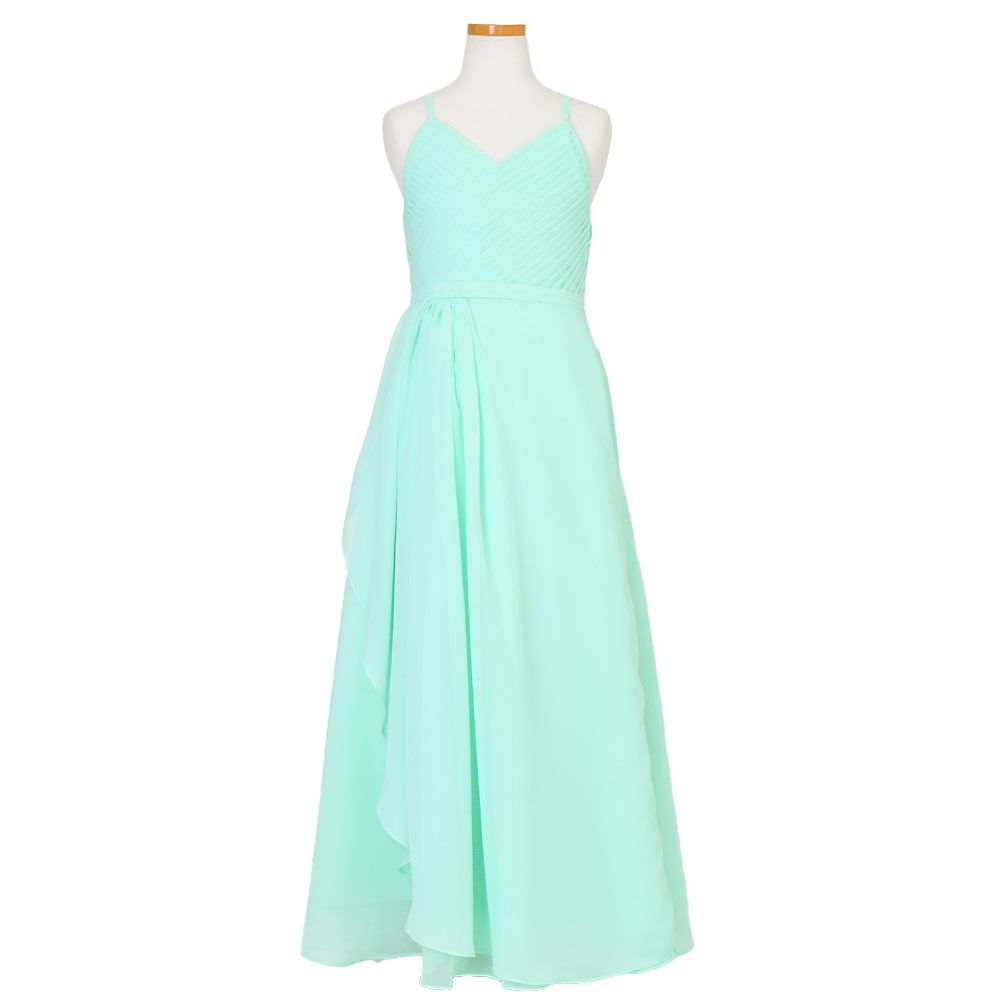 ピアノ発表会や結婚式にぴったりのカラーの女の子用キッズドレス。シンプルで美しいシルエットが魅力のAngel's Closetの子供ドレス レンタル商品（【レンタル】カスケードフリルシフォンマキシロングドレス(YP246) ライトグリーン）｜画像2