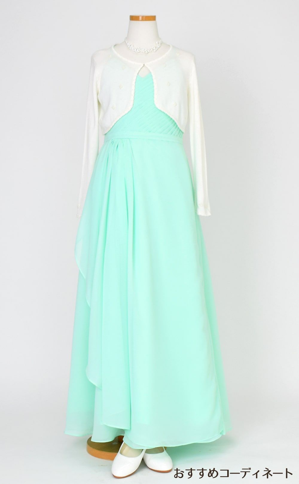 ピアノ発表会や結婚式にぴったりのカラーの女の子用キッズドレス。シンプルで美しいシルエットが魅力のAngel's Closetの子供ドレス レンタル商品（【レンタル】カスケードフリルシフォンマキシロングドレス(YP246) ライトグリーン）｜画像10