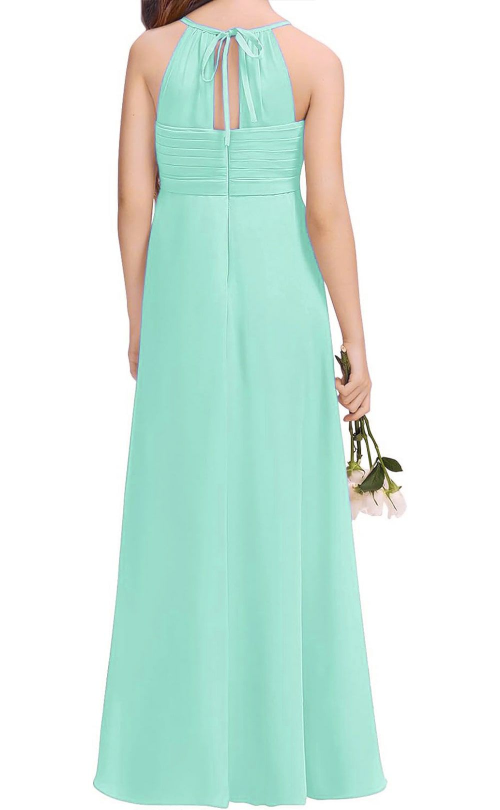 ピアノ発表会や結婚式にぴったりのカラーの女の子用キッズドレス。シンプルで美しいシルエットが魅力のAngel's Closetの子供ドレス レンタル商品（【レンタル】カスケードフリルシフォンマキシロングドレス(YP246) ライトグリーン）｜画像13