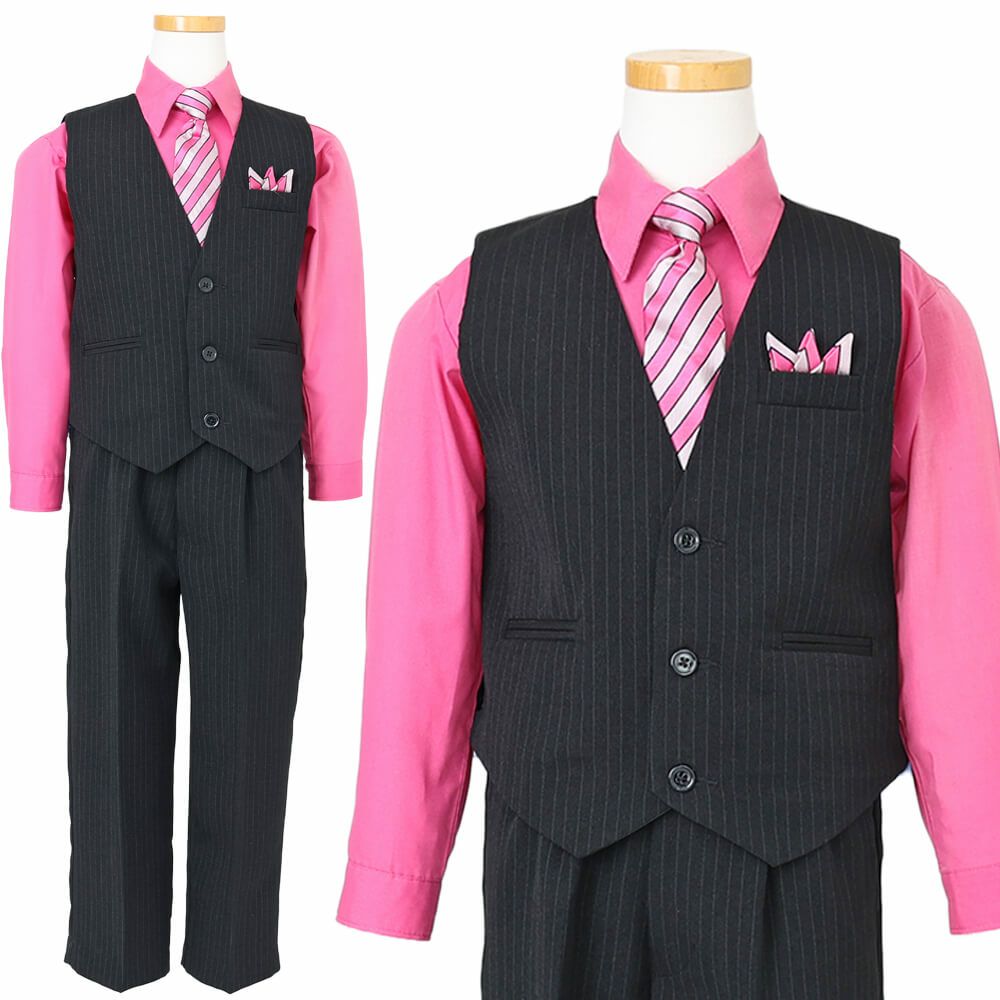 特別な日にぴったりのカラーの男の子用フォーマルスーツ。シンプルで美しいシルエットが魅力のAngel's Closetの子供フォーマル レンタル商品（【レンタル】ベストスーツ4点セット（CC1688）フクシア）｜画像2