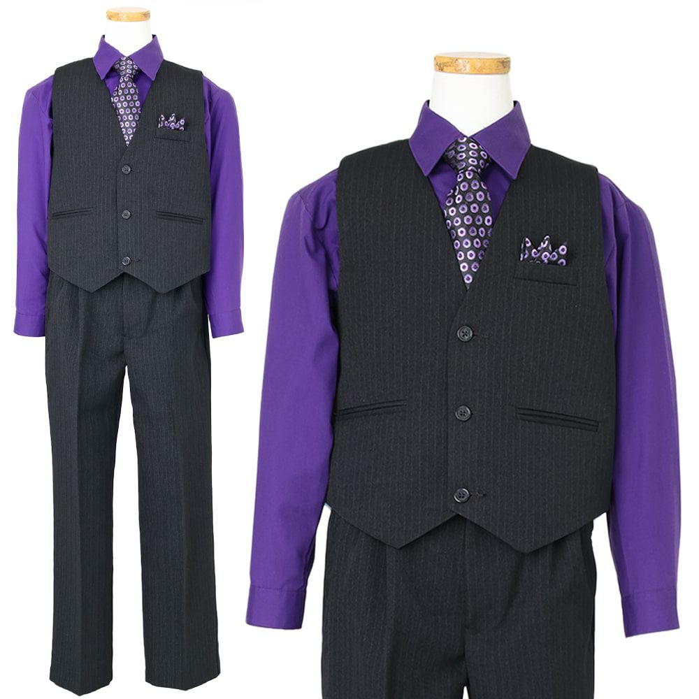 特別な日にぴったりのカラーの男の子用フォーマルスーツ。シンプルで美しいシルエットが魅力のAngel's Closetの子供フォーマル レンタル商品（【レンタル】ベストスーツ4点セット（CC1688）パープル）｜画像2