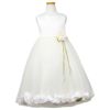 ピアノ発表会や結婚式にぴったりのカラーの女の子用キッズドレス。シンプルで美しいシルエットが魅力のAngel's Closetの子供ドレス レンタル商品（【レンタル】サテン＆チュールフラワーペタルドレス（KD160B）アイボリー）｜画像2