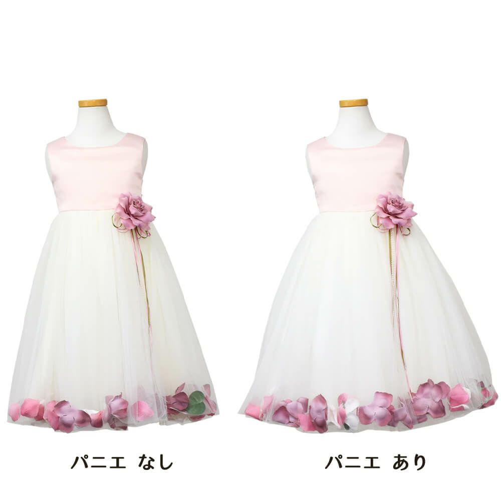 ピアノ発表会や結婚式にぴったりのカラーの女の子用キッズドレス。シンプルで美しいシルエットが魅力のAngel's Closetの子供ドレス レンタル商品（【レンタル】サテン＆チュールフラワーペタルドレス（KD160B）ローズ）｜画像7