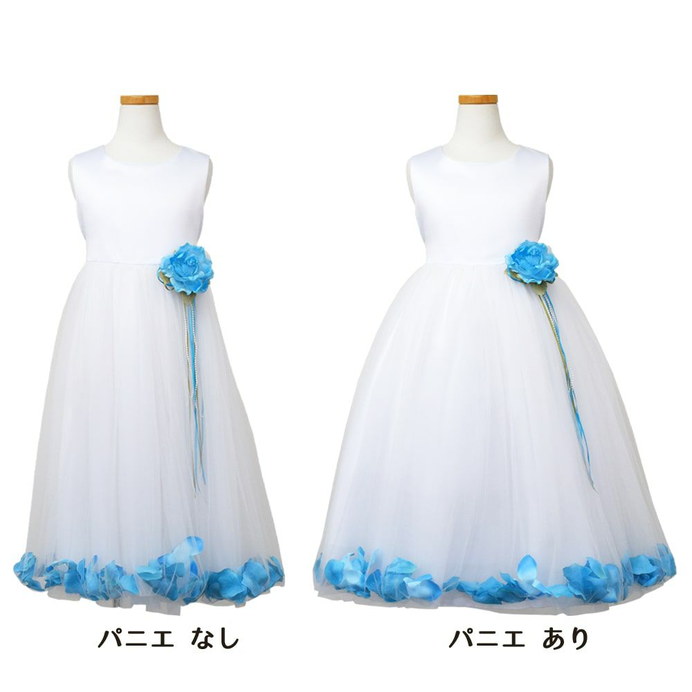 ピアノ発表会や結婚式にぴったりのホワイトカラーの女の子用キッズドレス。シンプルで美しいシルエットが魅力のAngel's Closetの子供ドレス レンタル商品（【レンタル】サテン＆チュールフラワーペタルドレス（KD160B）ホワイト）｜画像7